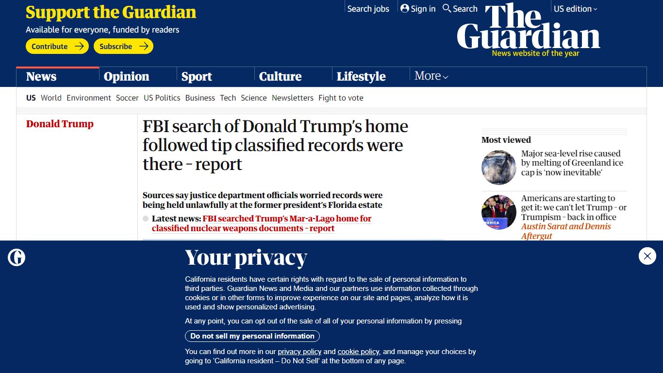 FBI search of Donald Trump’s home followed tip classified records were ...